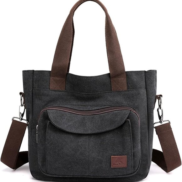 Handbags - Women's Canvas Tote Bag Small Crossbody Shoulder Handbag Multi-Pocket